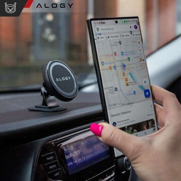 Magnetický držák telefonu do auta, okno, mřížka, kokpit, palubní deska, auto, telefon, Alogy Black Organizer