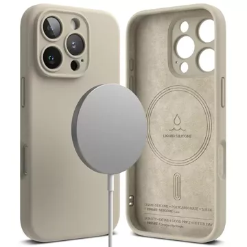 Magnetický silikonový obal Ringke MagSafe pro iPhone 16 Pro Beige