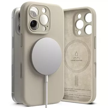 Magnetický silikonový obal Ringke MagSafe pro iPhone 16 Pro Beige