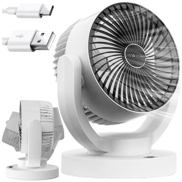 Malý ventilátor Mini stolní ventilátor Přenosný bezdrátový tichý bílý