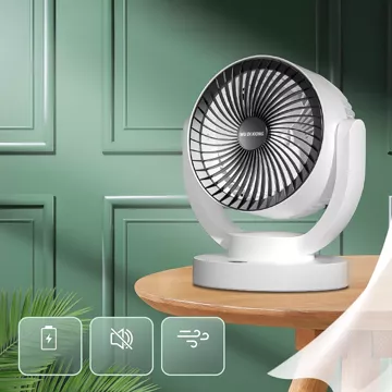 Malý ventilátor Mini stolní ventilátor Přenosný bezdrátový tichý bílý