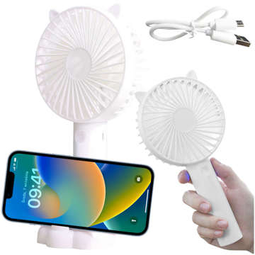 Malý ventilátor Mini stolní ventilátor Přenosný ruční bezdrátový tichý 3W USB bílý