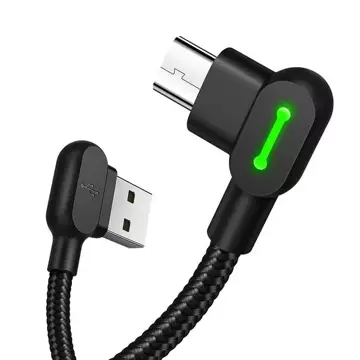 Mcdodo CA-5280 LED úhlový kabel USB na Micro USB, 3 m (černý)