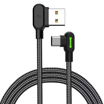 Mcdodo CA-5280 LED úhlový kabel USB na USB-C, 3 m (černý)