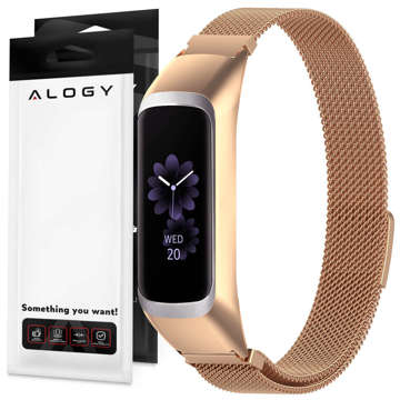 Milánský náramek Alogy pásek z nerezové oceli pro Samsung Galaxy Fit 2 SM-R220 Gold