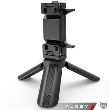 Mini držák stativu pro telefon Stojan na fotoaparát Stojan na fotoaparát Nastavitelný otočný 360° selfie stativ pro fotografie Alogy Black