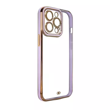 Módní pouzdro na iPhone 12 Gold Frame Gel Cover fialové