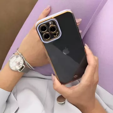 Módní pouzdro na iPhone 12 Gold Frame Gel Cover fialové