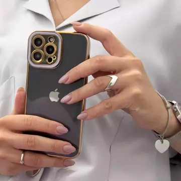 Módní pouzdro na iPhone 12 Pro Gold Frame Gel Cover fialové