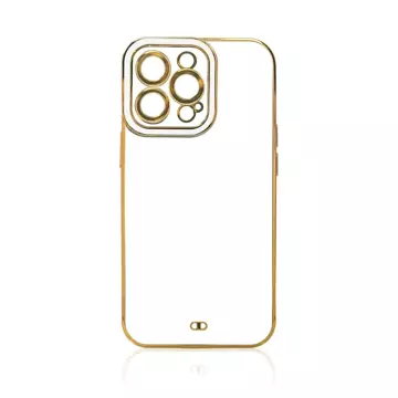 Módní pouzdro na iPhone 13 Gold Frame Gel Cover White