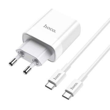 Nabíječka Hoco C80A Network PD20W / QC3.0, USB-C Bílý kabel