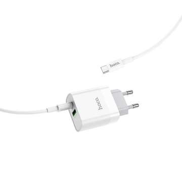 Nabíječka Hoco C80A Network PD20W / QC3.0, USB-C Bílý kabel