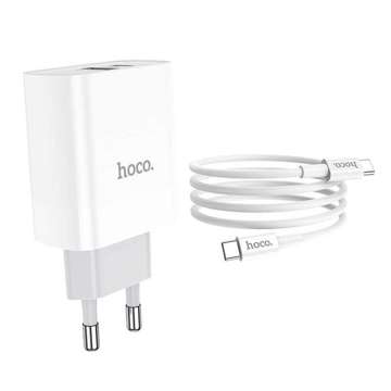 Nabíječka Hoco C80A Network PD20W / QC3.0, USB-C Bílý kabel