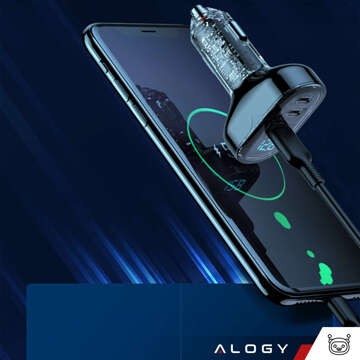 Nabíječka do auta 2x USB-C C PD 36W USB QC 3.0 LED rychlá pro telefon, výkonný 72W Alogy černá