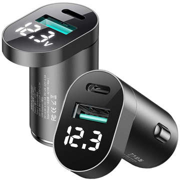 Nabíječka do auta Joyroom C-A17 USB TYPE-C 42,5W QC PD AFC SCP Stříbrná