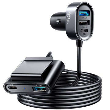 Nabíječka do auta Joyroom JR-CL05 3x USB 2x USB-C 1,5m 72W černá