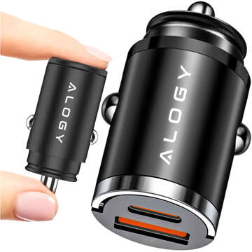 Nabíječka do auta USB QC 4.0 USB-C Typ C PD 30W Rychlá Výkonná pro Alogy Autotelefon Černá