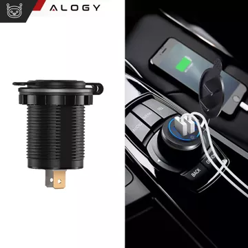 Napájecí zdroj nabíječky do auta / motocyklu Alogy konektory 2x USB QC 3.0 LED