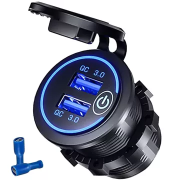 Napájecí zdroj nabíječky do auta / motocyklu Alogy konektory 2x USB QC 3.0 LED