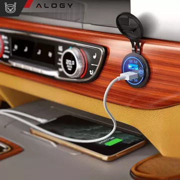 Napájecí zdroj nabíječky do auta / motocyklu Alogy konektory 2x USB QC 3.0 LED