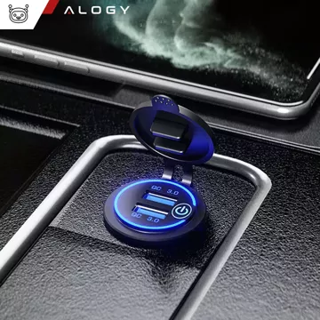 Napájecí zdroj nabíječky do auta / motocyklu Alogy konektory 2x USB QC 3.0 LED