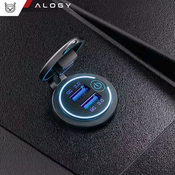 Napájecí zdroj nabíječky do auta / motocyklu Alogy konektory 2x USB QC 3.0 LED