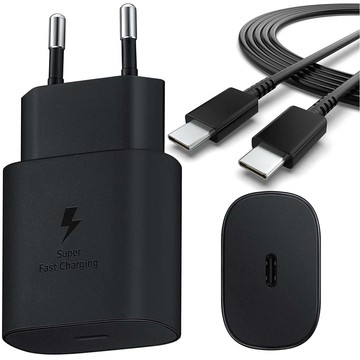 Nástěnná nabíječka 3,6A 25W rychlé napájení PD USB-C Type-C, jeden černý kabel USB-C