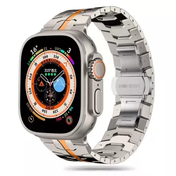 Nerezový náramek pro Apple Watch 4 / 5 / 6 / 7 / 8 / 9 / SE / Ultra 1 / 2 (42 / 44 / 45 / 49 mm) Stříbrná/oranžová