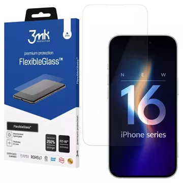 Nerozbitné hybridní sklo pro Apple iPhone 16 3mk FlexibleGlass ochranné sklo na displej Glass 7h