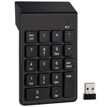 Numerická klávesnice Bezdrátová USB pro notebook, tablet PC Mini Wireless KeyPad černá