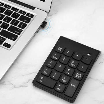 Numerická klávesnice Bezdrátová USB pro notebook, tablet PC Mini Wireless KeyPad černá