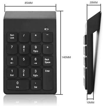 Numerická klávesnice Bezdrátová USB pro notebook, tablet PC Mini Wireless KeyPad černá