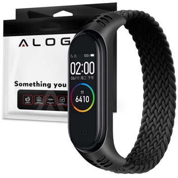 Nylonový pásek Alogy Solo Loop pro Xiaomi Mi Band 5/6/6 NFC Black