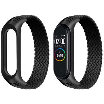 Nylonový pásek Alogy Solo Loop pro Xiaomi Mi Band 5/6/6 NFC Black