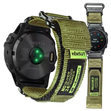 Nylonový pásek pro Garmin Fenix ​​​​5x 6x 7x Pro 26mm Nylon Band Sport Military green