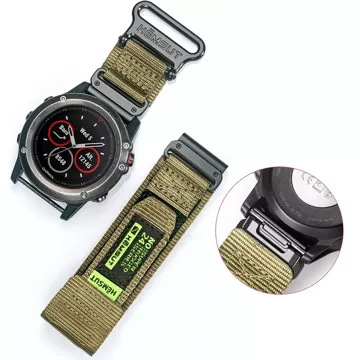 Nylonový pásek pro Garmin Fenix ​​​​5x 6x 7x Pro 26mm Nylon Band Sport Military green