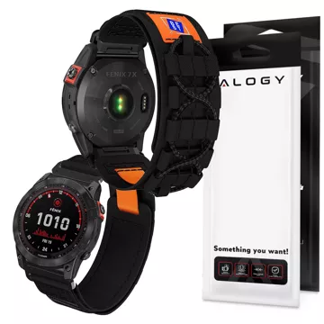 Nylonový pásek pro Garmin Fenix ​​​​5x / 6x / 7x / Pro / Descent / Tactix / Enduro (26 mm) Alogy Nylon Band Black