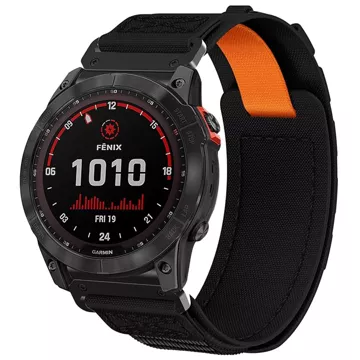 Nylonový pásek pro Garmin Fenix ​​​​5x / 6x / 7x / Pro / Descent / Tactix / Enduro (26 mm) Alogy Nylon Band Black