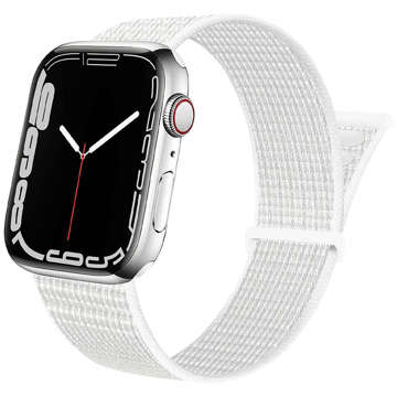 Nylonový řemínek Alogy se suchým zipem pro Apple Watch 1/2/3/4/5/6/7/8/SE (38/40/41 mm) bílý