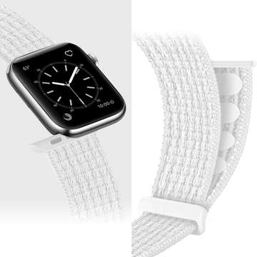 Nylonový řemínek Alogy se suchým zipem pro Apple Watch 1/2/3/4/5/6/7/8/SE (38/40/41 mm) bílý