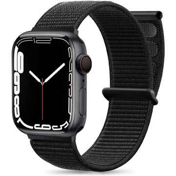 Nylonový řemínek Alogy se suchým zipem pro Apple Watch 1/2/3/4/5/6/7/8/SE (38/40/41 mm) černý