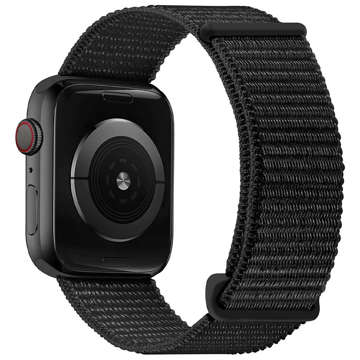 Nylonový řemínek Alogy se suchým zipem pro Apple Watch 1/2/3/4/5/6/7/8/SE (38/40/41 mm) černý