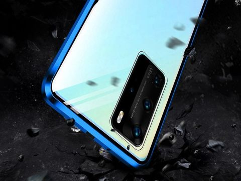 Oboustranné magnetické skleněné pouzdro Dr.Fit pro Huawei P40 Pro Blue