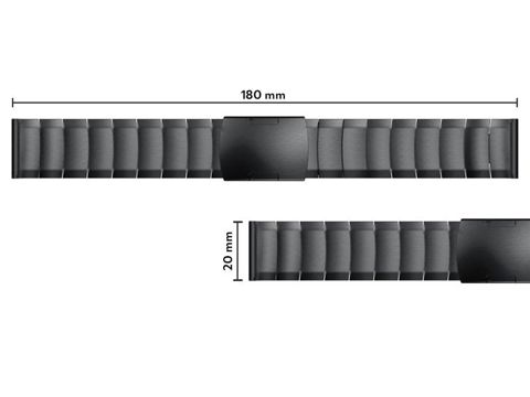 Ocel Jednoduchý náramek Alogický řemínek z nerezové oceli pro 20mm chytré hodinky Black