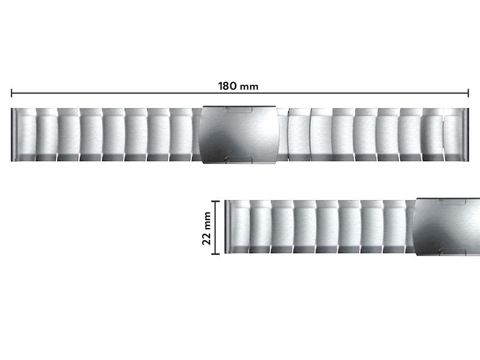 Ocel Jednoduchý náramek, Alogy pásek, nerezová ocel, pro chytré hodinky, 22mm, Stříbrný