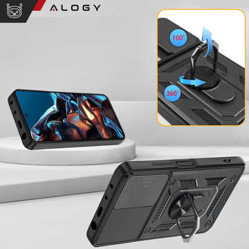 Ochranné pouzdro Alogy Camshield Stand Ring s krytem fotoaparátu pro Xiaomi Poco X5 Pro 5G / Redmi Note 12 Pro 5G černé