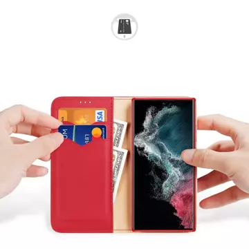 Ochranné pouzdro Dux Ducis Hivo pro Samsung Galaxy S23 Ultra Flip Wallet Standing RFID Blocking Red