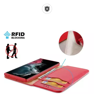 Ochranné pouzdro Dux Ducis Hivo pro Samsung Galaxy S23 Ultra Flip Wallet Standing RFID Blocking Red