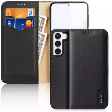 Ochranné pouzdro Dux Ducis Hivo pro Samsung Galaxy S23 flip cover stojánek na peněženku RFID blocker Black