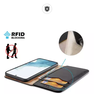 Ochranné pouzdro Dux Ducis Hivo pro Samsung Galaxy S23 flip cover stojánek na peněženku RFID blocker Black